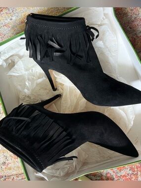 Kate Spade‎ Black Fringe Ankle Booties